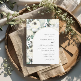 Elegante Vintage Crème Bloemrijke Boog Bruiloft Kaart