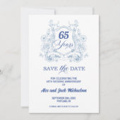Elegante Vintage Crest 65e trouwdag Save The Date (Voorkant)
