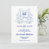 Elegante Vintage Crest 65e trouwdag Save The Date (Staand voorkant)