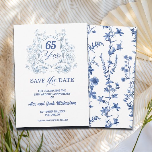 Elegante Vintage Crest 65e trouwdag Save The Date
