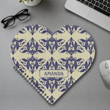 Elegante vintage damast navyblauw geel monogram