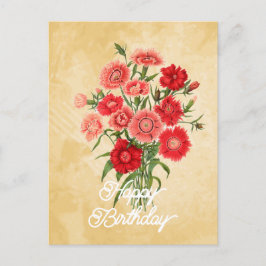 Elegante Vintage Dianthus Chinensis Bloem Verjaard Briefkaart