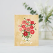 Elegante Vintage Dianthus Chinensis Bloem Verjaard Briefkaart (Staand voorkant)