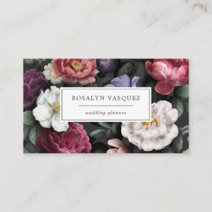 Elegante vintage donkere bloemen op zwart visitekaartje