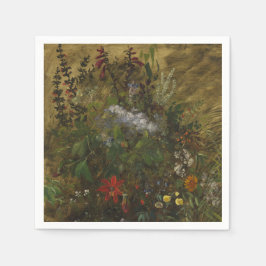 Elegante Vintage Donkere Bloemen  Servet