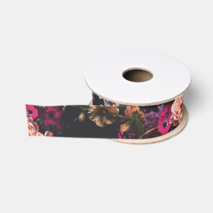 Elegante vintage donkere sombere bordeauxrode bloe grosgrain lint