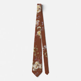 Elegante Vintage Donkere Stemming Bloem Stropdas