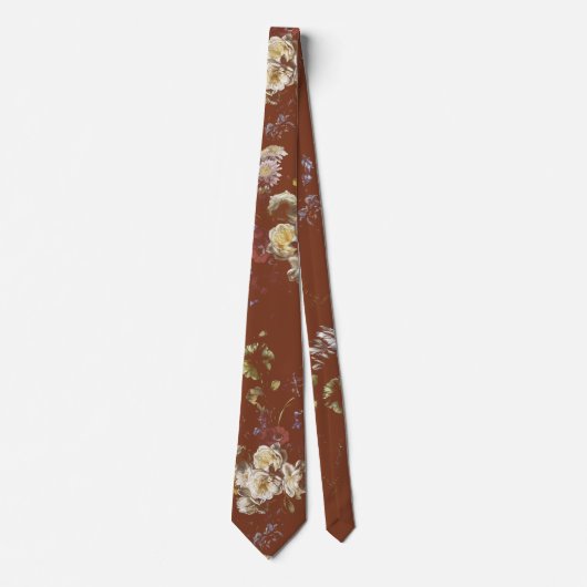 Elegante Vintage Donkere Stemming Bloem Stropdas (Voorkant)