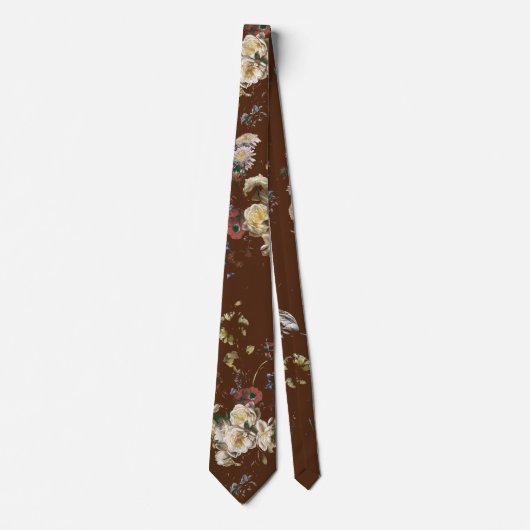 Elegante Vintage Donkere Stemming Bloem Stropdas (Voorkant)
