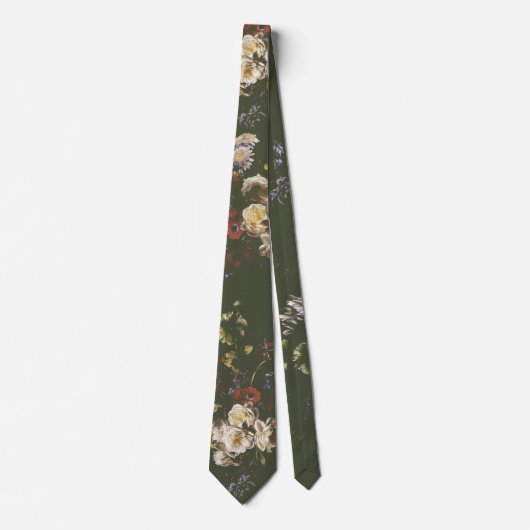 Elegante Vintage Donkere Stemming Bloem Stropdas (Voorkant)