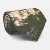 Elegante Vintage Donkere Stemming Bloem Stropdas (Opgerold)