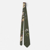 Elegante Vintage Donkere Stemming Bloem Stropdas (Achterkant)
