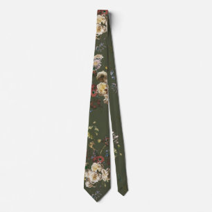 Elegante Vintage Donkere Stemming Bloem Stropdas