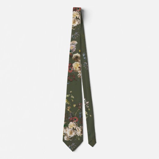 Elegante Vintage Donkere Stemming Bloem Stropdas (Voorkant)