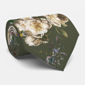Elegante Vintage Donkere Stemming Bloem Stropdas (Opgerold)