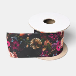 Elegante Vintage Donkere Stemming Burgundy Bloem Satijnen Lint