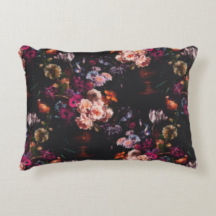 Elegante Vintage Donkere Stemming Burgundy Bloemig Accent Kussen
