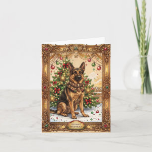 Elegante Vintage Duitse Herder Kerstkaart Feestdagen Kaart