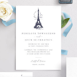Elegante vintage Eiffeltoren illustratie bruiloft Kaart