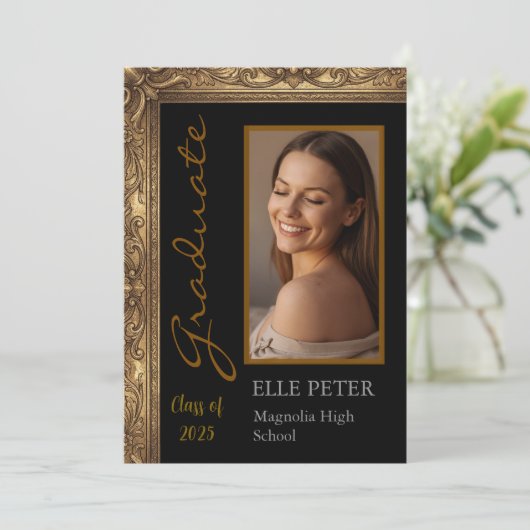 Elegante vintage eindexamenfeest uitnodiging (Staand voorkant)