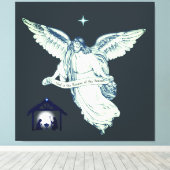 Elegante vintage engel met Bethlehem Canvas Afdruk (Insitu (Houten vloer))