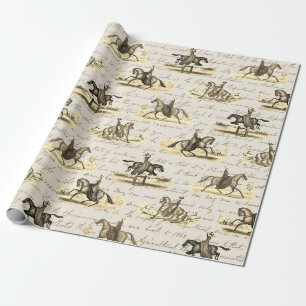 Elegante Vintage Engelse Land Paard Damesruiters Cadeaupapier