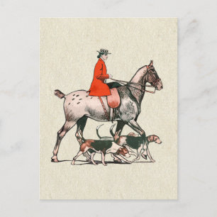 Elegante Vintage Equestrian Paardrijder met Jachth Briefkaart
