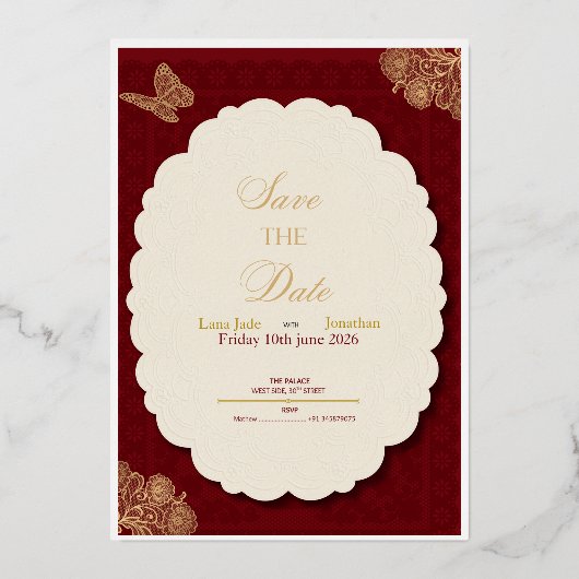 Elegante, vintage folie uitnodiging (Voorkant)