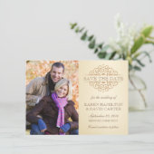 Elegante Vintage Fotobesparingsaankondigingen Save The Date (Staand voorkant)