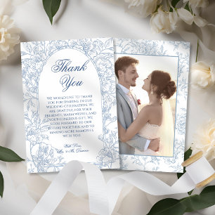 Elegante Vintage Franse Blauwe Bloemstuk Bruiloft Bedankkaart