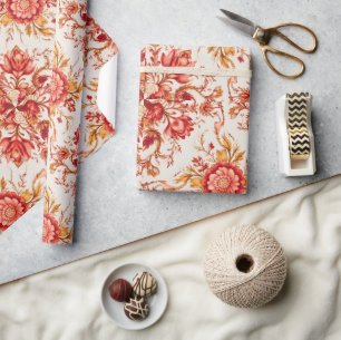 Elegante Vintage Franse Gegraveerde Bloemmotief Cadeaupapier