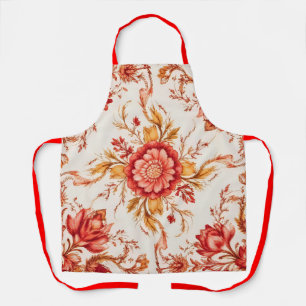 Elegante Vintage Franse Gegraveerde Bloemmotief Schort