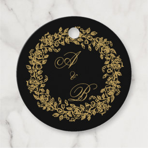 Elegante Vintage Franse Gouden Bloem Bedankjes Labels