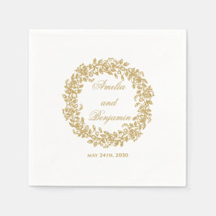 Elegante Vintage Franse Gouden Bloemen Servet