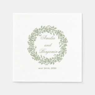 Elegante Vintage Franse saliegroene bloem Servet