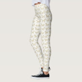Elegante vintage galopperende paarden beige wit leggings (Links)
