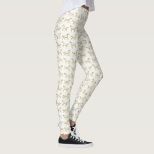 Elegante vintage galopperende paarden beige wit leggings