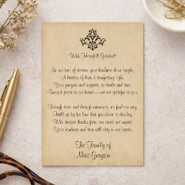 Elegante Vintage Gedicht Condoleance Bedankkaartje Bedankkaart