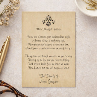 Elegante Vintage Gedicht Condoleance Bedankkaartje Bedankkaart