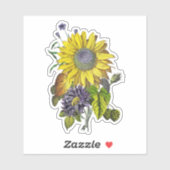 Elegante vintage gele zonnebloembloemstuk sticker (Vel)