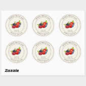 Elegante Vintage Gemengde Fruitjam Potlabel Ronde Sticker (Vel)