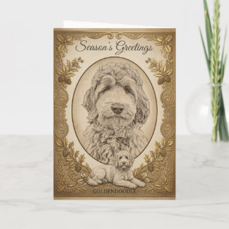 • Elegante Vintage Goldendoodles Seizoensgroet Feestdagen Kaart