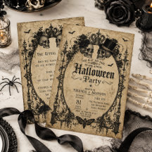 Elegante Vintage Gotische Schedel Halloween-feest