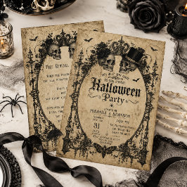 Elegante Vintage Gotische Schedel Halloween-feest Kaart