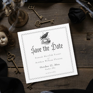Elegante Vintage Gotische Zwarte Toile Raven Bruil Save The Date