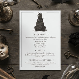 Elegante Vintage Gotische Zwarte Toile Trouw Informatiekaartje