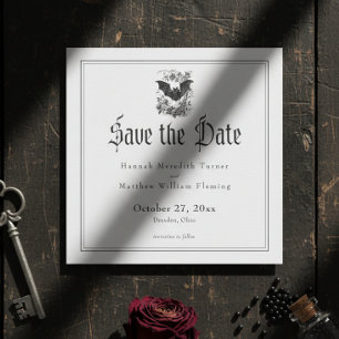 Elegante Vintage Gotische Zwarte Toile Vleermuis B Save The Date