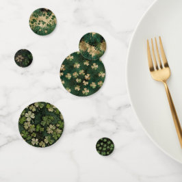 Elegante vintage goud en smaragdgroene klaver confetti