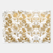 Elegante vintage goud folie damast Kerstmis  Inpakpapier Vel (Voorkant 3)