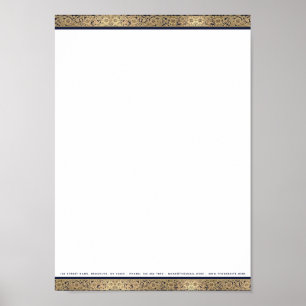 Elegante vintage gouden bloemen A4 briefhoofd down Poster